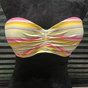 Victoria’s Secret Women Multi Color w Metallic Striped Strapless Bikini‎ Top 34C